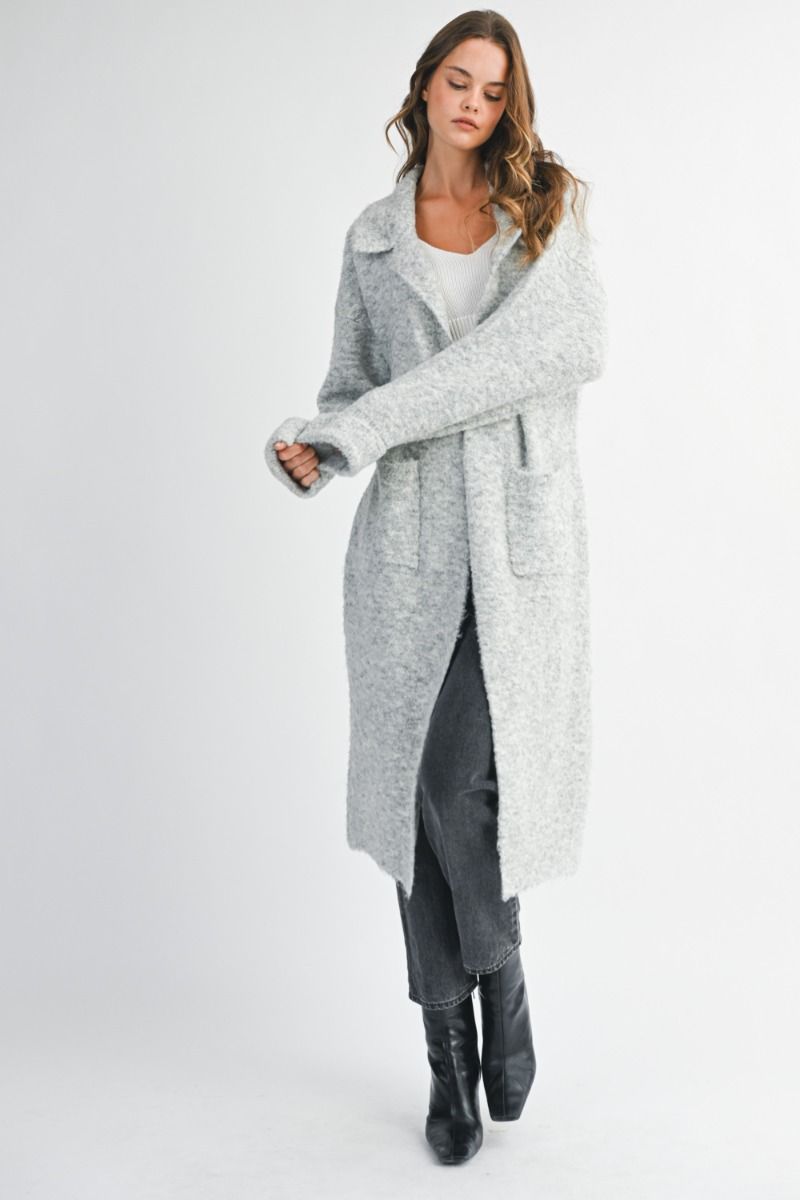 Knit Midi Grey Cardigan