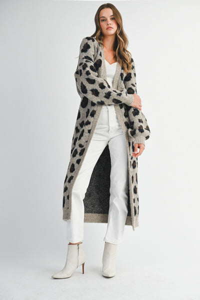 Leopard Jacquard Knit Duster