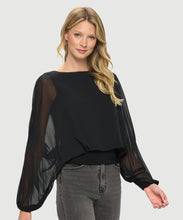 Chiffon Batwing Back Tie Top
