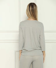 Glitter V Neck Drape Sleeved Top