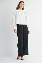 Tie Front Long Sleeve Blouse