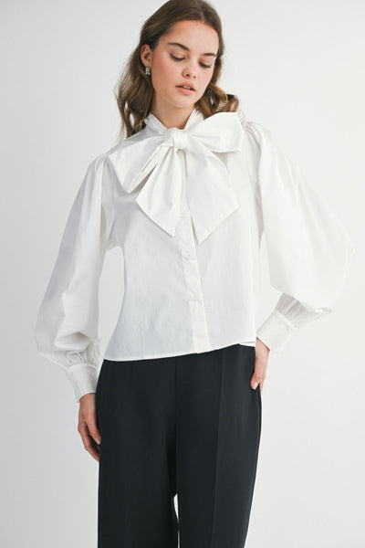 Tie Front Long Sleeve Blouse