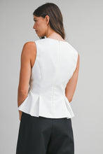 V Neck Peplum Sleeveless Top