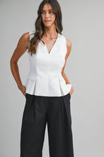 V Neck Peplum Sleeveless Top