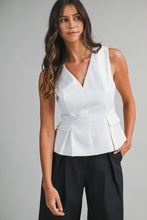 V Neck Peplum Sleeveless Top