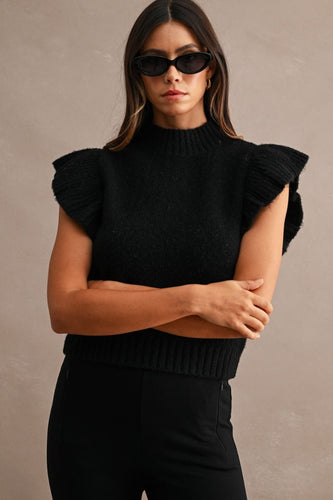 Ruffle Sleeveless Sweater