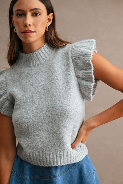 Ruffle Sleeveless Sweater