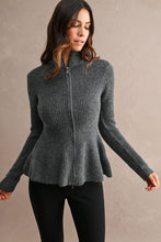 Ribbed Knit Peplum Jacket