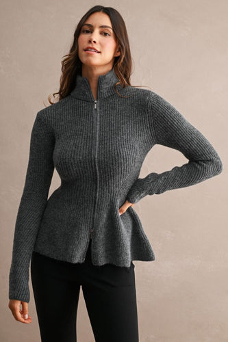 Ribbed Knit Peplum Jacket