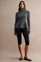 Ribbed Knit Peplum Jacket