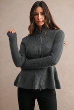 Ribbed Knit Peplum Jacket