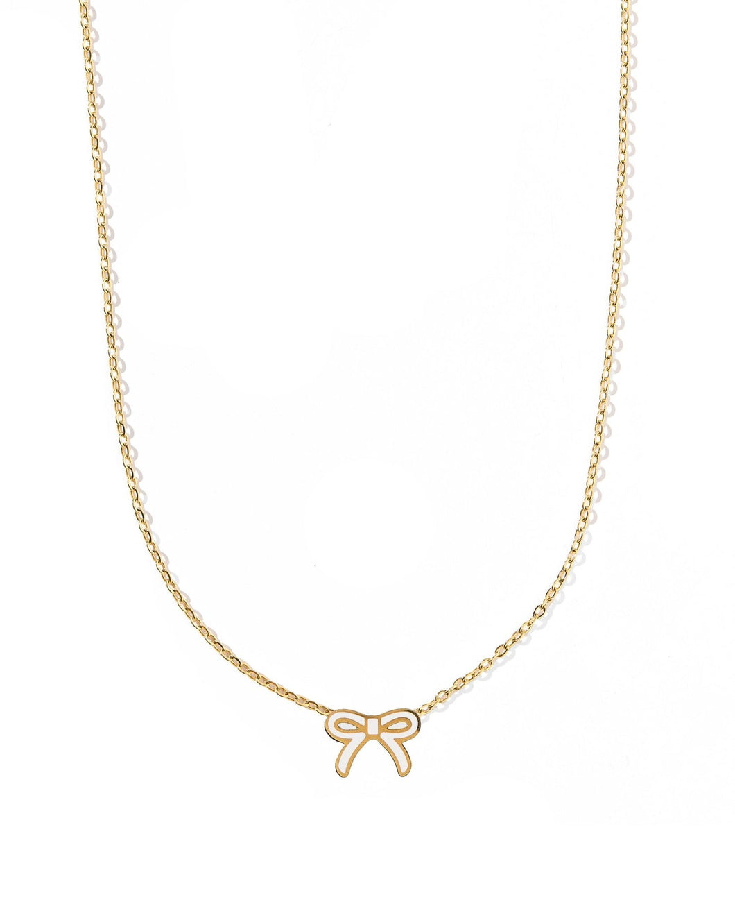 Sadie White Bow Necklace