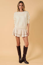 Round Neck Flower Embroidered Sweater