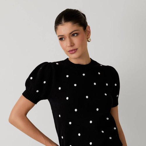 Polka Dot Short Sleeve Sweater