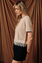 Cropped Dot Lace Hem Boxy Tee