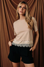 Cropped Dot Lace Hem Boxy Tee
