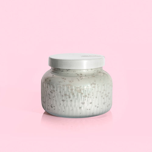 VOLCANO SIGNATURE JAR WHITE MERCURY ETCHED CANDLE