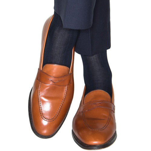 Black Ribbed Mid Calf Sock