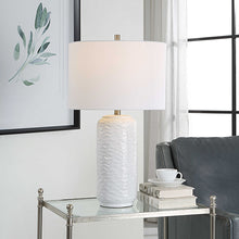 WHITE CERAMIC WAVY TEXTURE TABLE LAMP