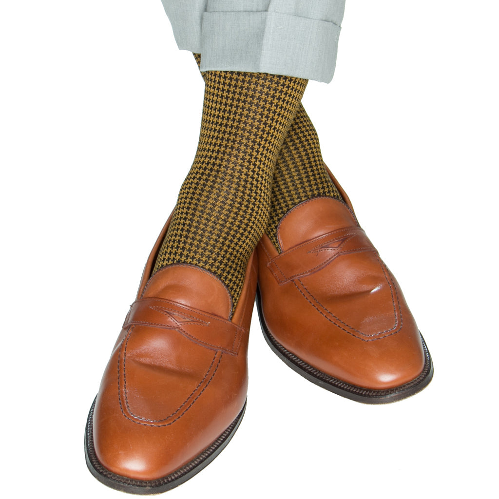 BLK & GOLD HOUNDSTOOTH MC SOCK