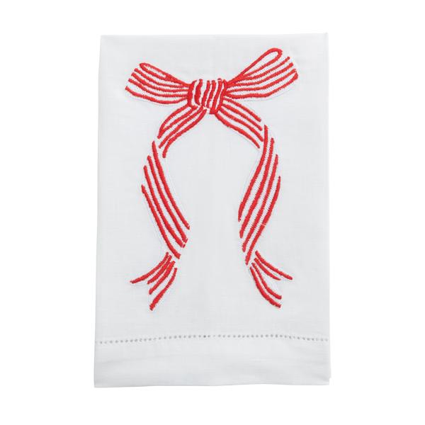 Striped Bow Embroidered Towel