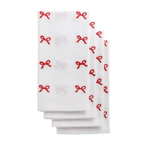 Bow Embroidered Cloth Napkin Set