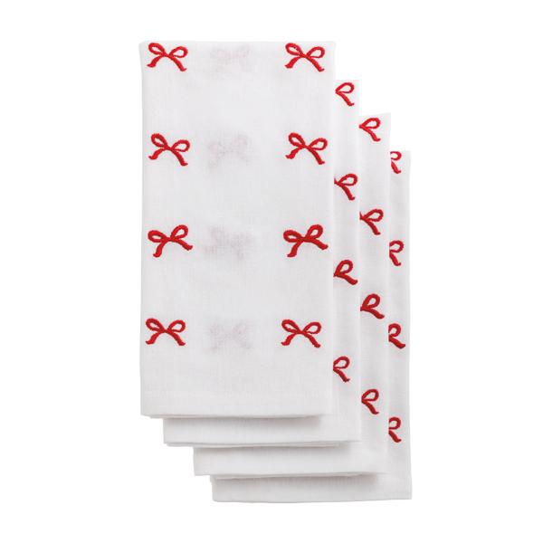 Bow Embroidered Cloth Napkin Set