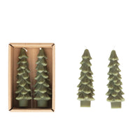 TREE SHAPED TAPER CANDLES IN BOX S/2 EVERGREEN COLOR