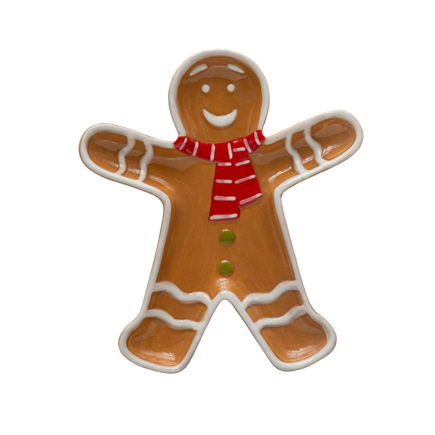 GINGERBREAD MAN W/SCARF SHAPED PLATTER