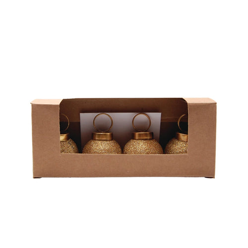 Glass Ball Ornament Card/Photo Holders with 12 Cards Set of 4