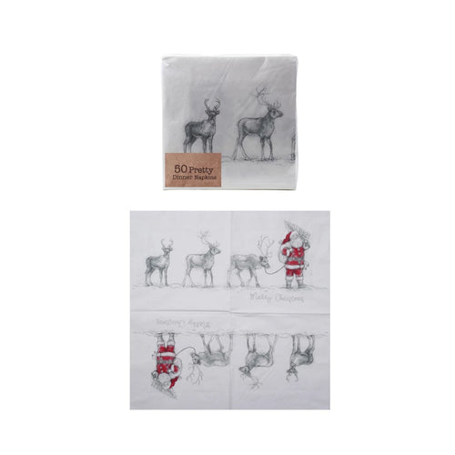 Santa Leading Reindeer Paper Napkins