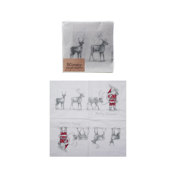 Santa Leading Reindeer Paper Napkins