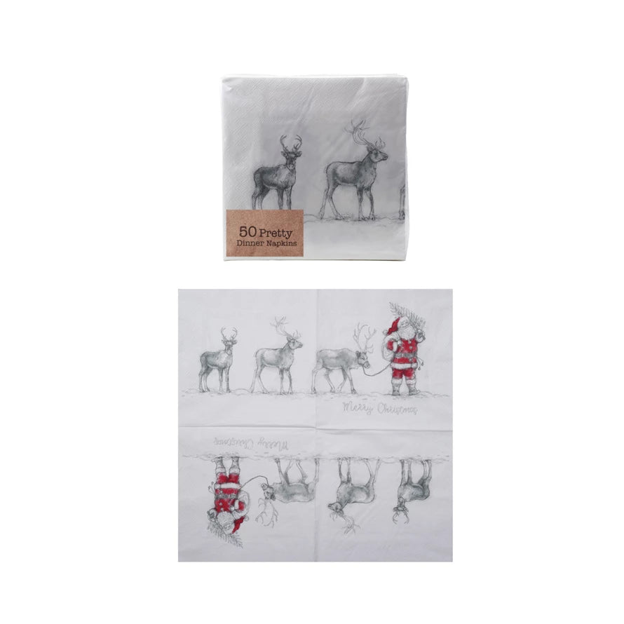 Santa Leading Reindeer Paper Napkins