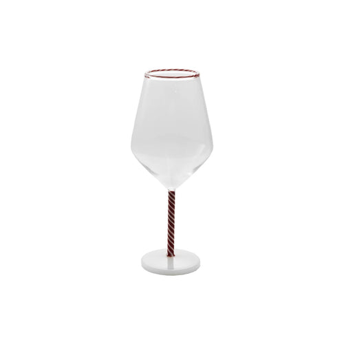 Red White Striped Stemmed Wine Glass