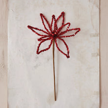 Red Sequin Poinsettia Pick