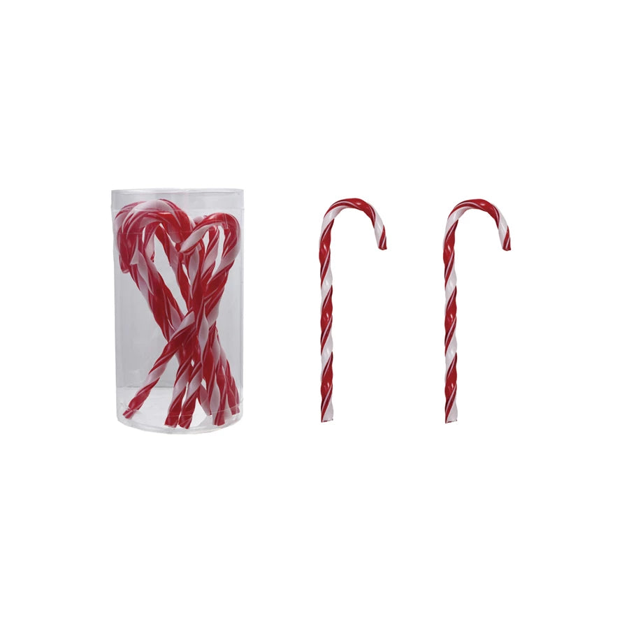 Plastic Candy Cane Drink Stirrers with Stripes Set of 10