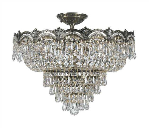 Majestic 5 Light Hand Cut Crystal Semi Flush Chandelier, Lighting, Laura of Pembroke