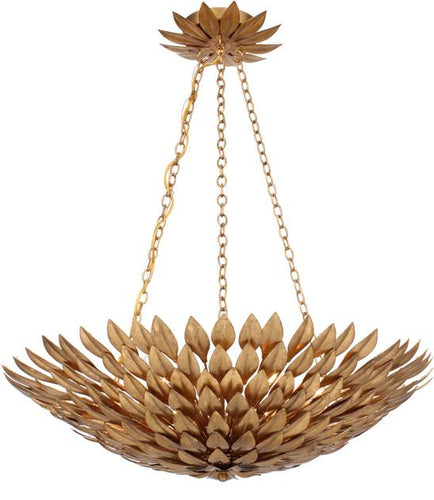 Gold Leaf 6 Light Pendant Chandelier, Lighting, Laura of Pembroke