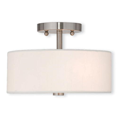 Brushed Nickel with Fabric Shade Small Ceiling Mount, Lighting, Laura of Pembroke