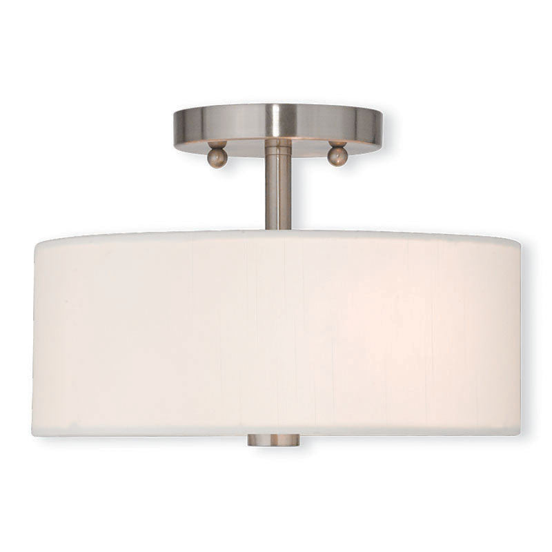 Brushed Nickel with Fabric Shade Small Ceiling Mount, Lighting, Laura of Pembroke