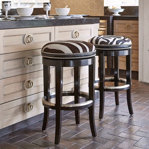 Backless Zebra Swivel Barstool, Home Furnishings, Laura of Pembroke