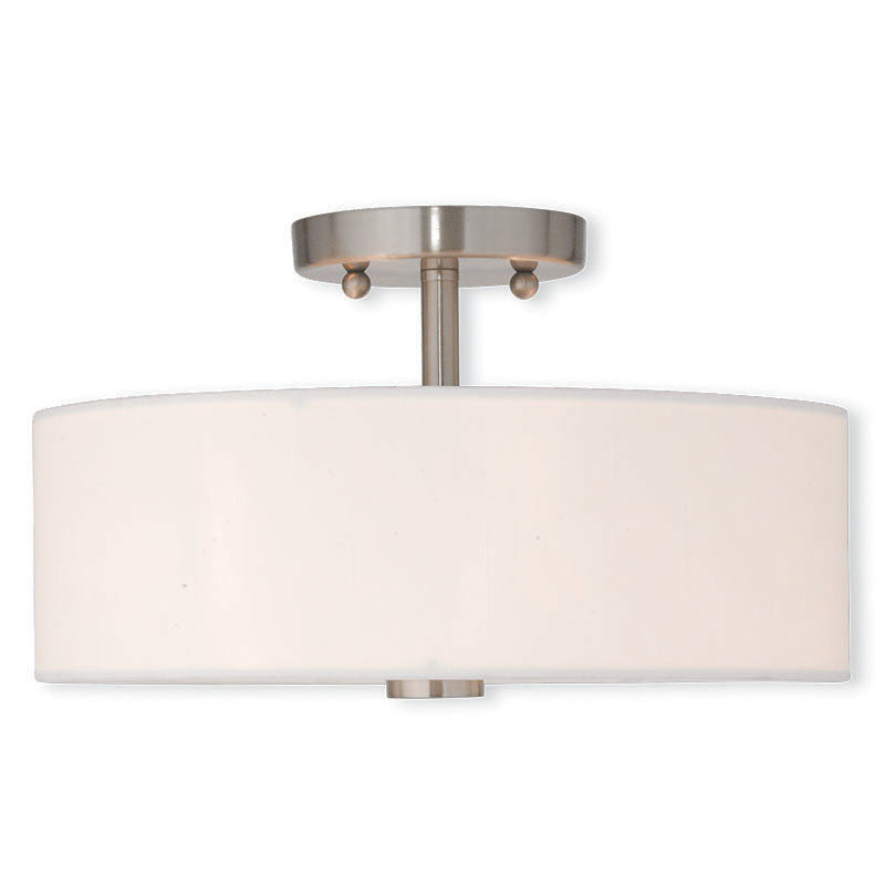 Brushed Nickel with Fabric Shade Medium Ceiling Mount, Lighting, Laura of Pembroke
