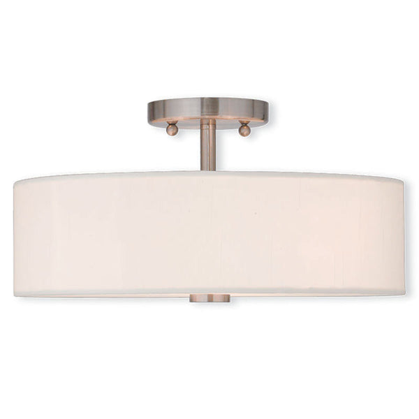 Brushed Nickel with Fabric Shade Medium Ceiling Mount, Lighting, Laura of Pembroke