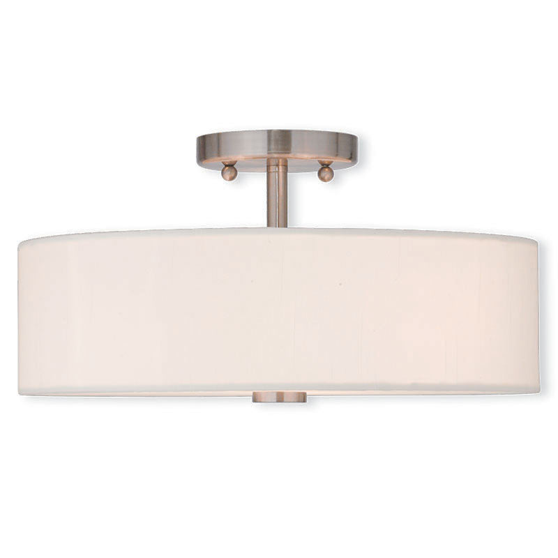 Brushed Nickel with Fabric Shade Medium Ceiling Mount, Lighting, Laura of Pembroke