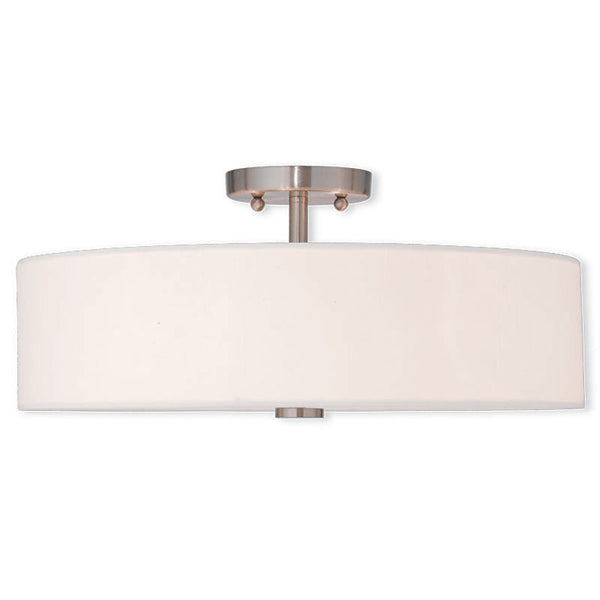 Brushed Nickel with Fabric Shade Large Ceiling Mount, Lighting, Laura of Pembroke
