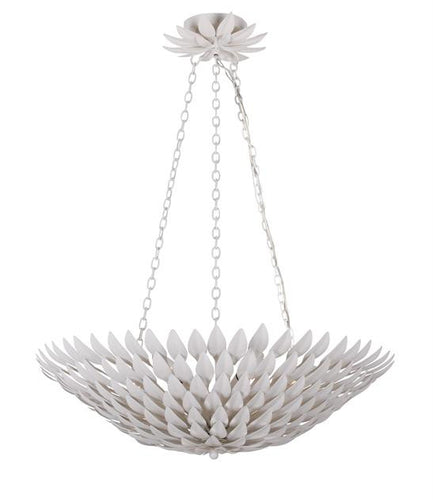 Matte White Leaf 6 Light Pendant Chandelier, Lighting, Laura of Pembroke