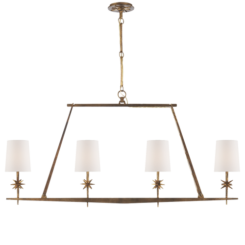 Gilded Iron 4 Light Star Linear Chandelier, Lighting, Laura of Pembroke