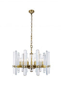 10 light Burnished Brass Chandelier Clear Royal Cut Crystal