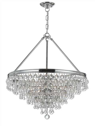 Crystal Teardrop 6 Light Chrome Chandelier, Lighting, Laura of Pembroke