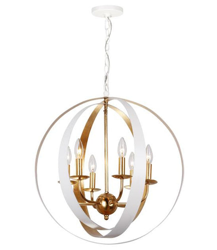 White & Gold Sphere 6 Light Large Chandelier, Lighting, Laura of Pembroke